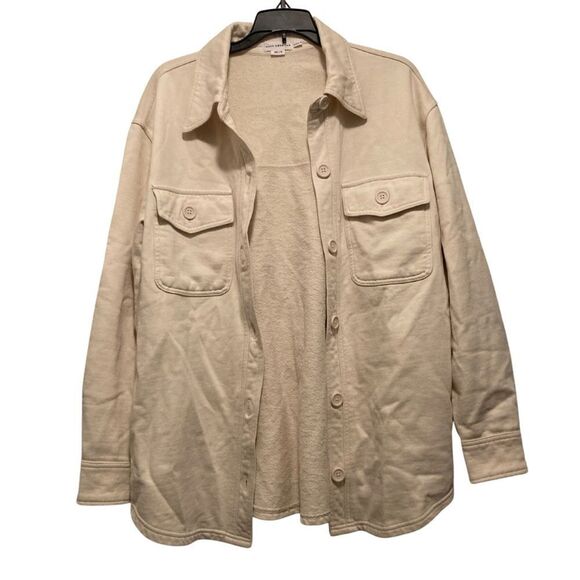 EUC Good American Fleece Shacket Shirt Jacket Bone Cream Sz. 00/0=XS - Picture 5 of 9